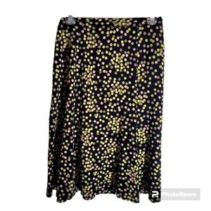 Talbots Size Large Green Black Pink Polka dot Skirt